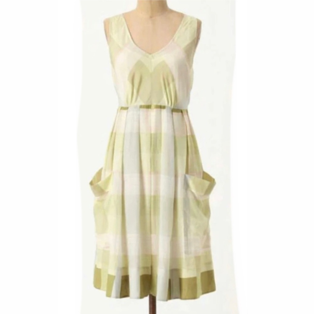 Maeve Anthropologie Inwood Dress 2pc Silk & Cotton Sleeveless • Full Skirt